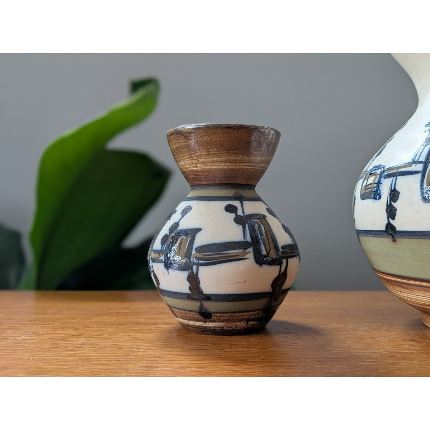 Vintage Mid-Century Modern Hand-Painted Pottery Pitcher & Vase – Harsa Israel