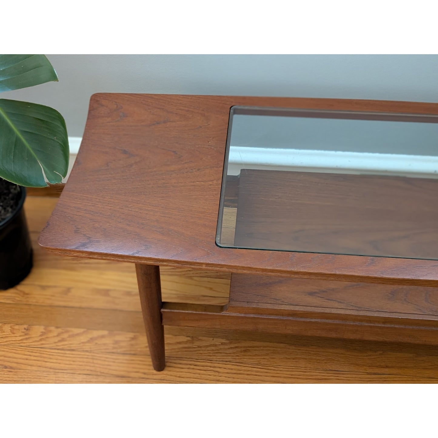 Vintage Mid Century Modern Teak and Glass Coffee Table