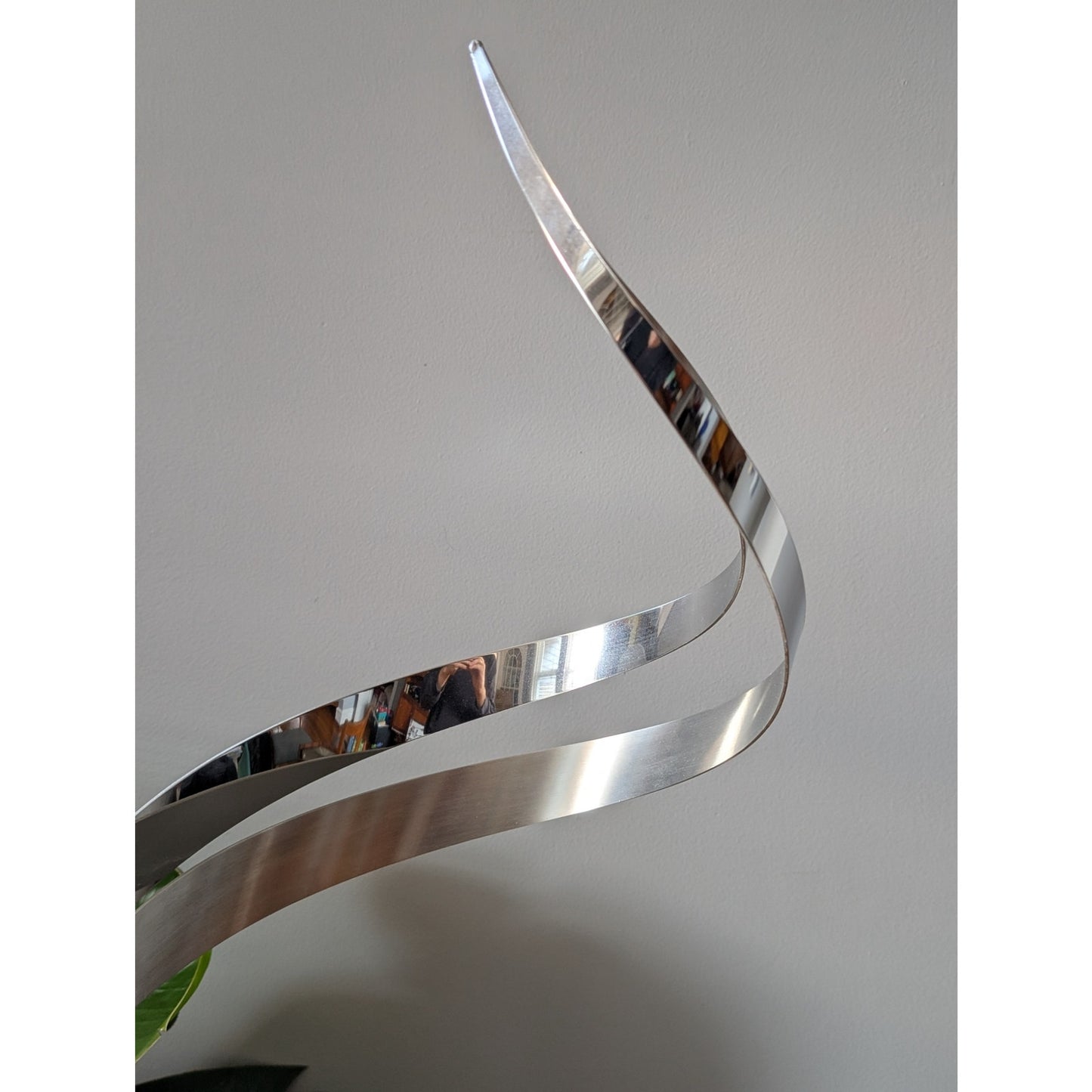 Vintage Curtis Jere Ribbon Swirl Sculpture with Heavy Base – Signed, 31" Tall