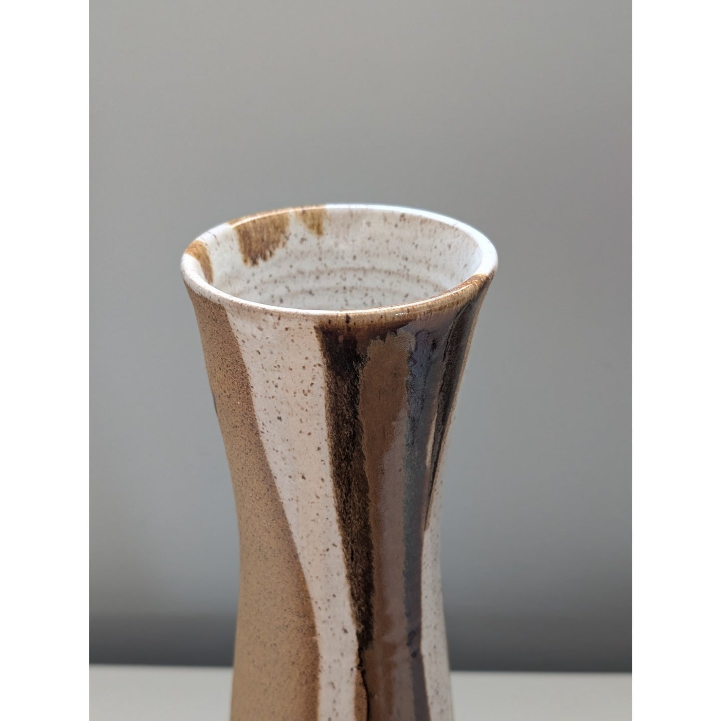 Vintage Studio Pottery Vase in Earth Tones, Mid-Century Modern Style, Signed.