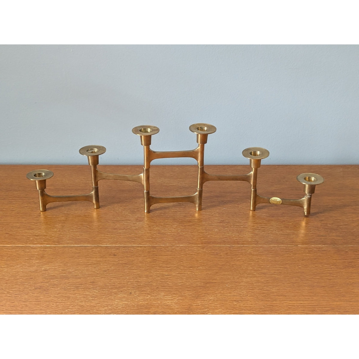 Vintage Mid-Century Modern Brass Candle Holder – Folding Articulated Design — additional view 2