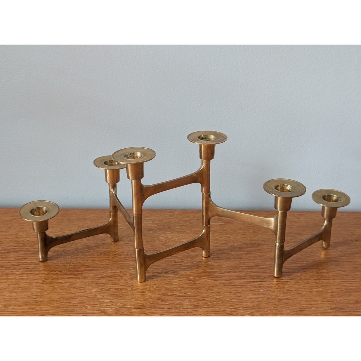 Vintage Mid-Century Modern Brass Candle Holder – Folding Articulated Design — additional view 4