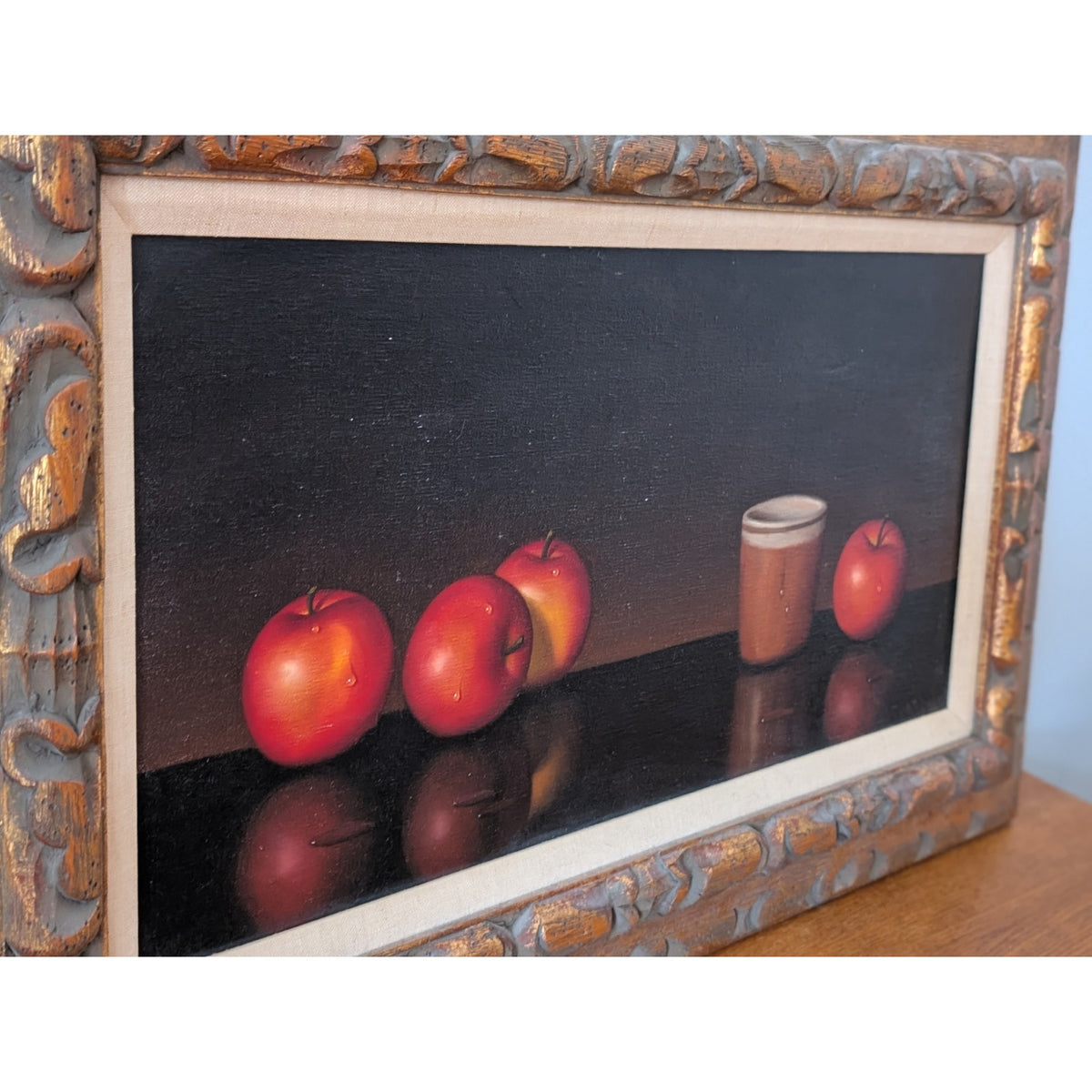 Vintage Al (Alfred) Jackson Still Life Painting – Framed, Featuring Cup & Apples — additional view 3
