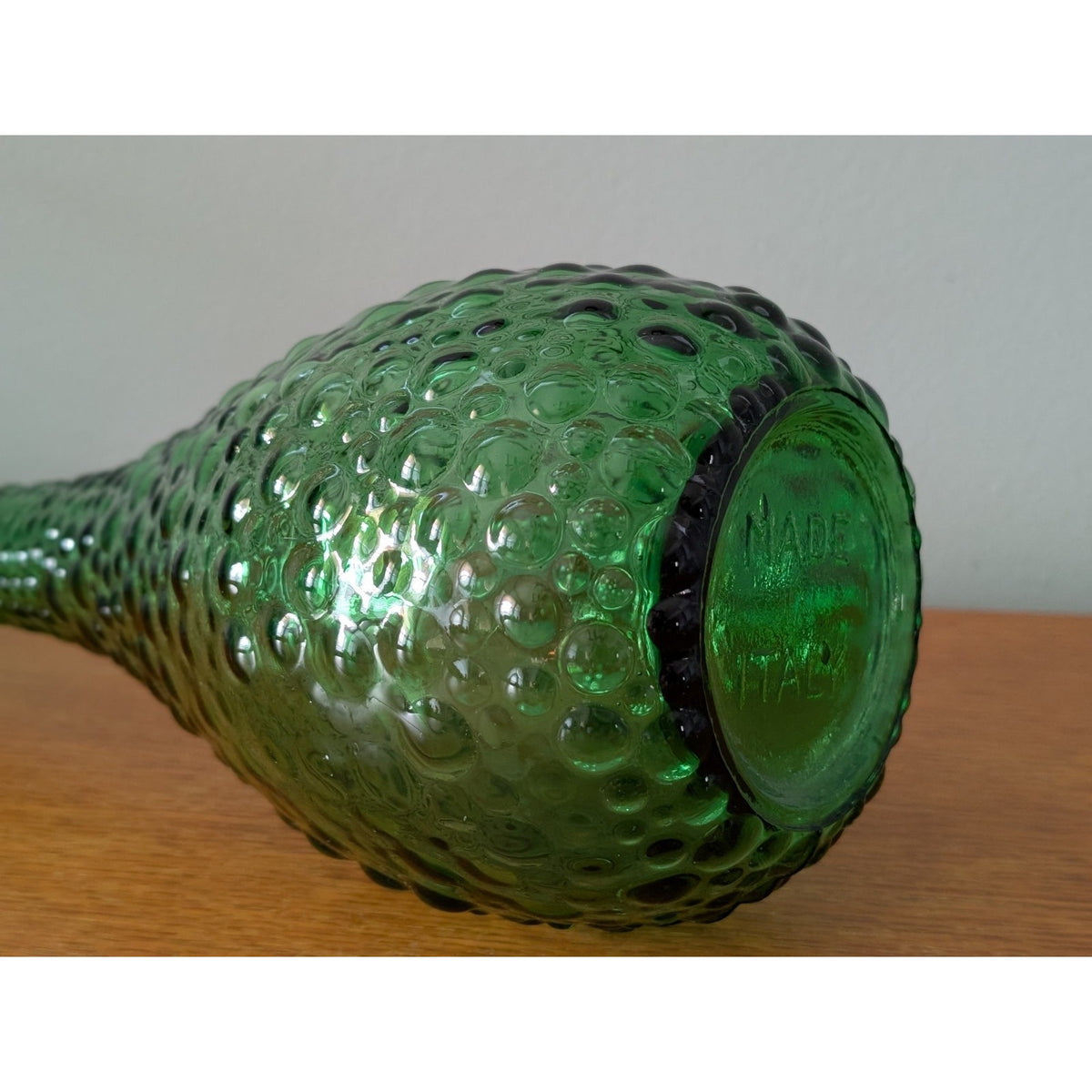 Vintage Mid-Century Modern Empoli Green Hobnail Genie Bottle Decanter – Italy — additional view 8