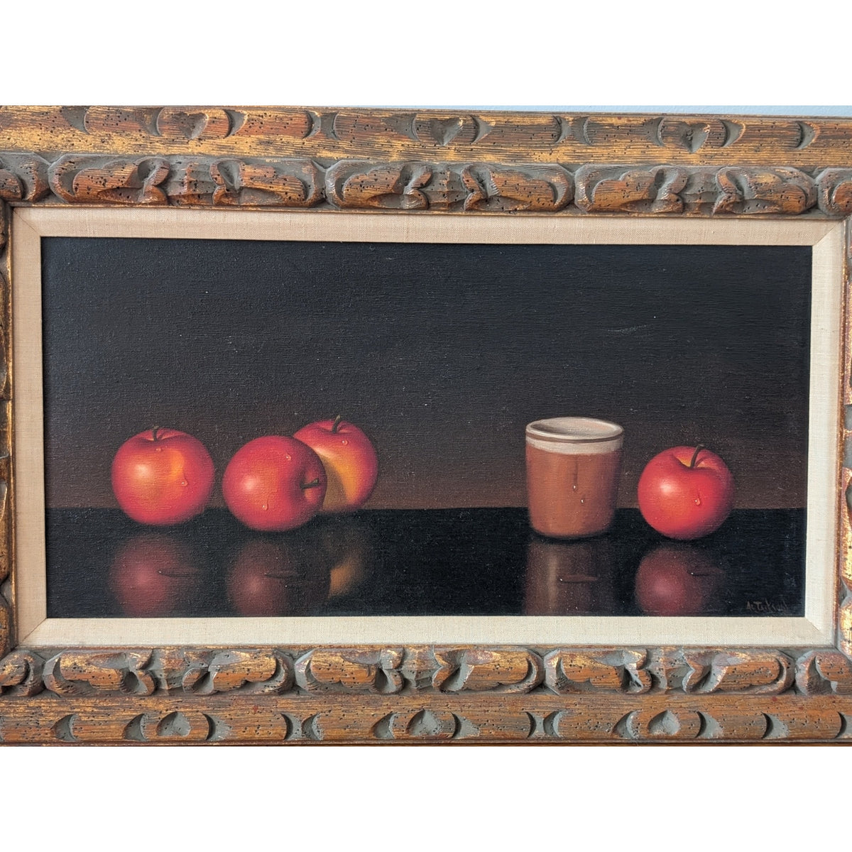 Vintage Al (Alfred) Jackson Still Life Painting – Framed, Featuring Cup & Apples — additional view 7