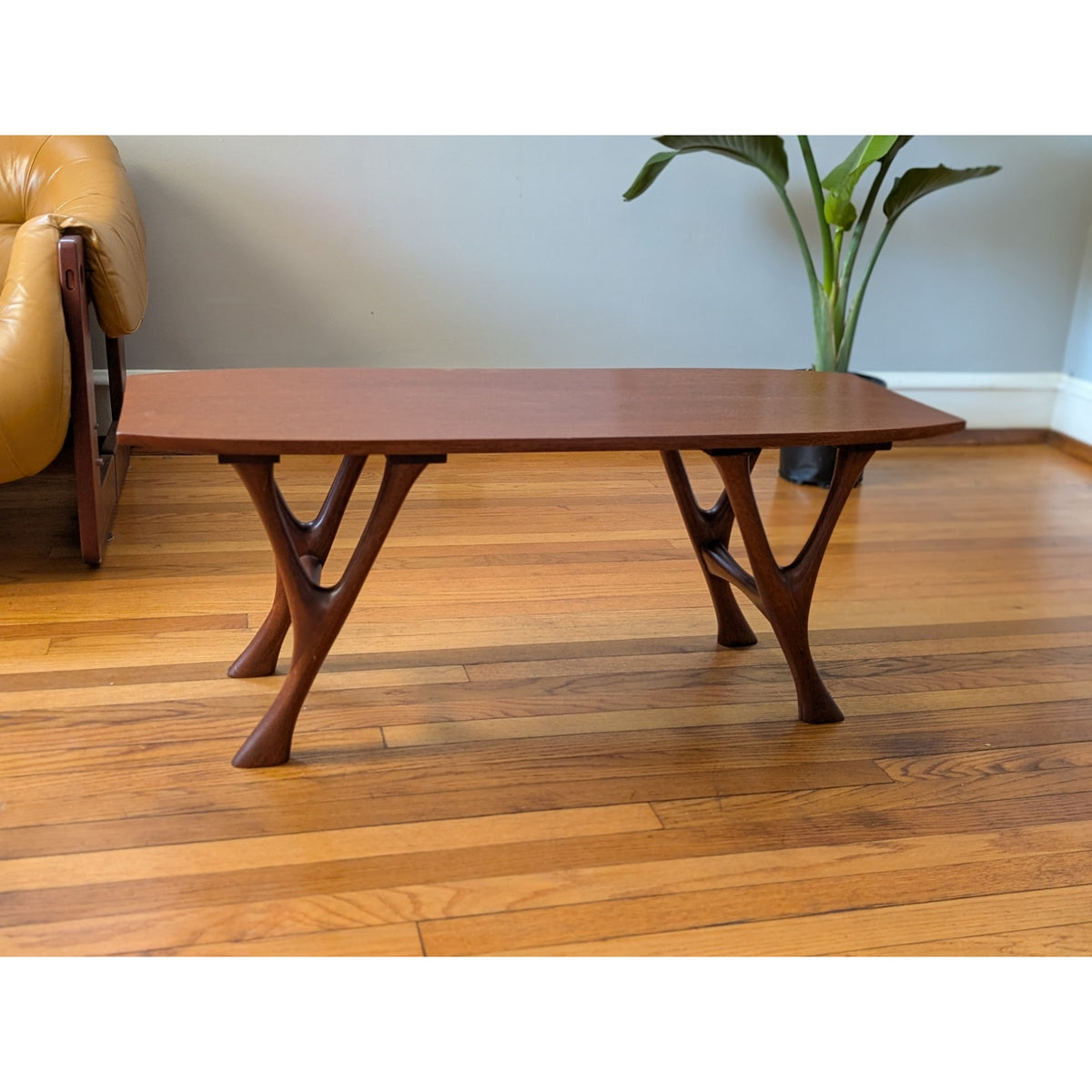 Vintage 1960s Mid-Century Modern Mahogany Coffee Table Organic Sculptural Design — additional view 5