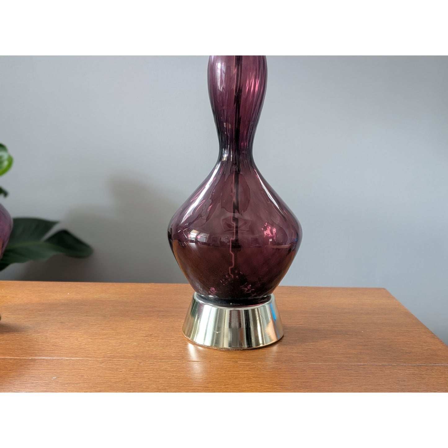 Rare Pair of Vintage Empoli Amethyst Purple Art Glass Lamps – Mid-Century Modern Italian Design