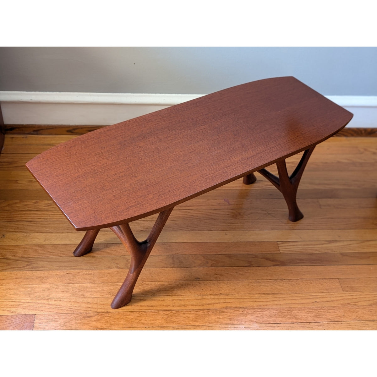 Vintage 1960s Mid-Century Modern Mahogany Coffee Table Organic Sculptural Design — additional view 3