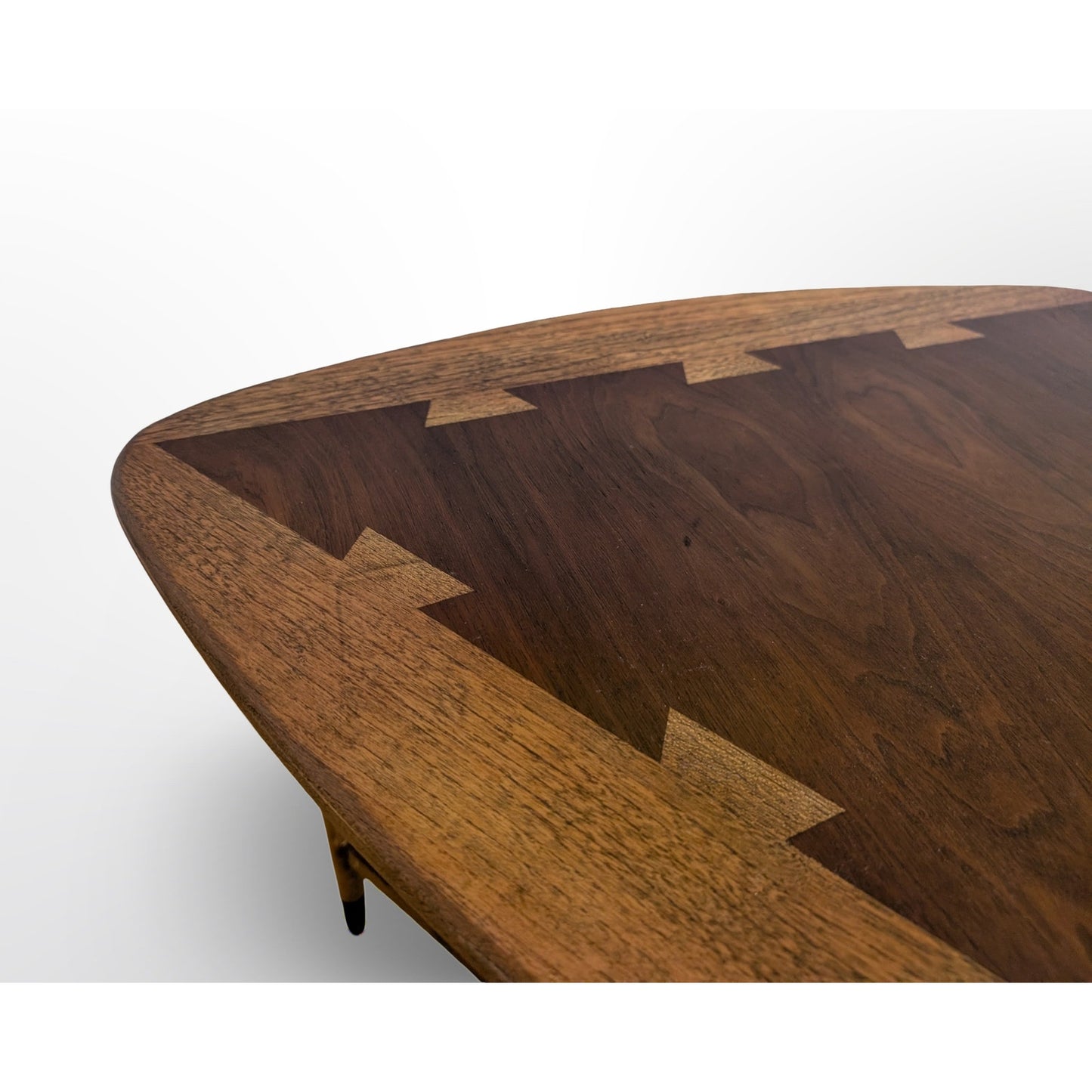 Lane Acclaim Guitar Pick Side Table Mid Century Modern Walnut Dovetail Inlay