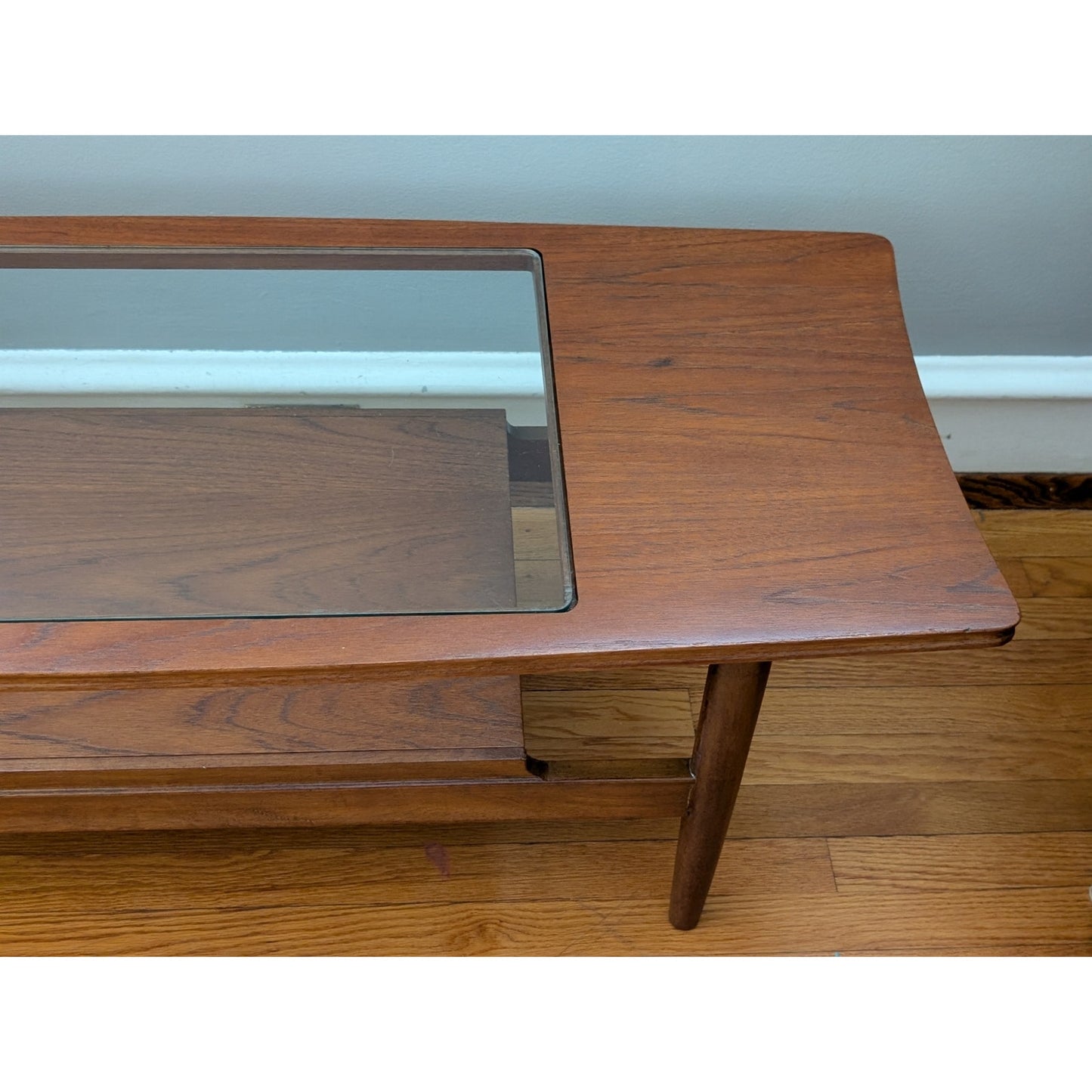 Vintage Mid Century Modern Teak and Glass Coffee Table