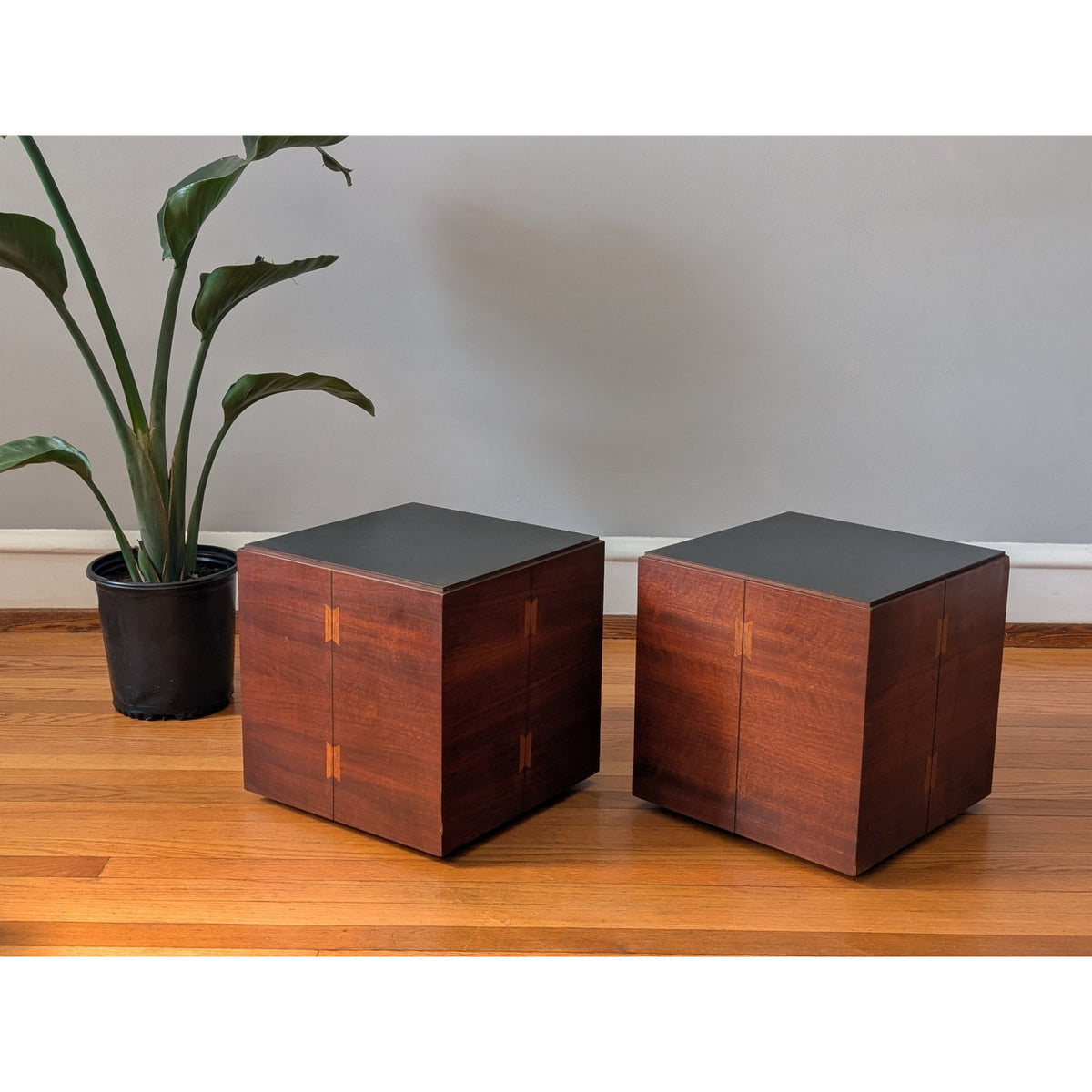 Rare Vintage Lane Acclaim Rolling Cube End Tables Set of 2, Design by Andre Bus