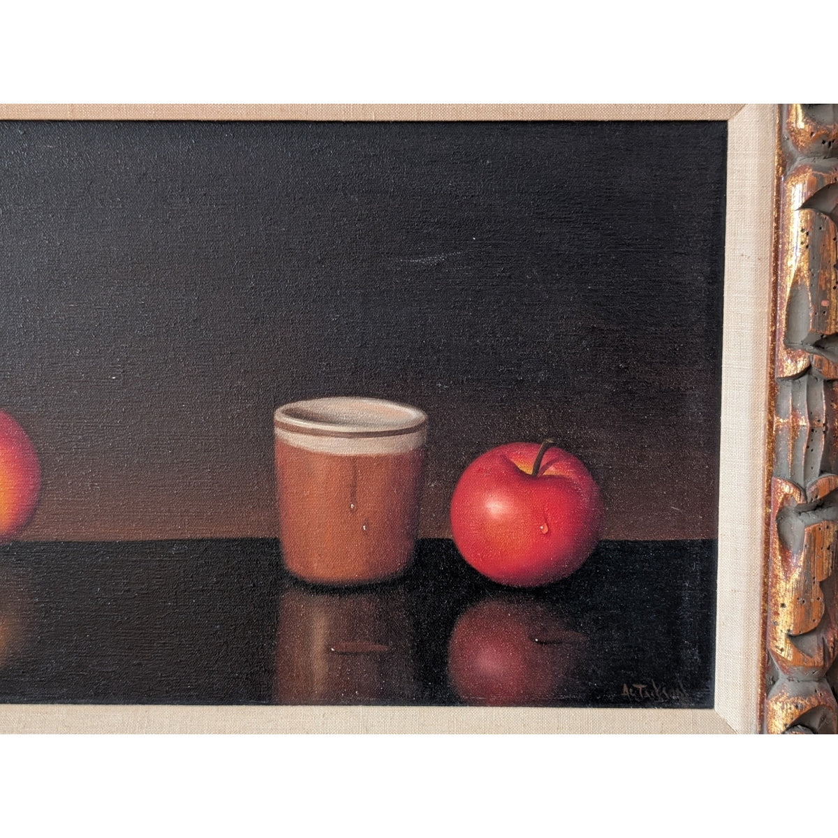 Vintage Al (Alfred) Jackson Still Life Painting – Framed, Featuring Cup & Apples — additional view 5