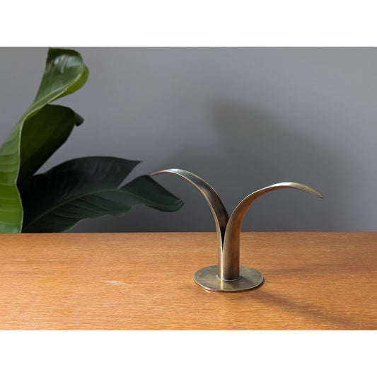 Vintage Ystad Metall Sweden Brass Candle Holder