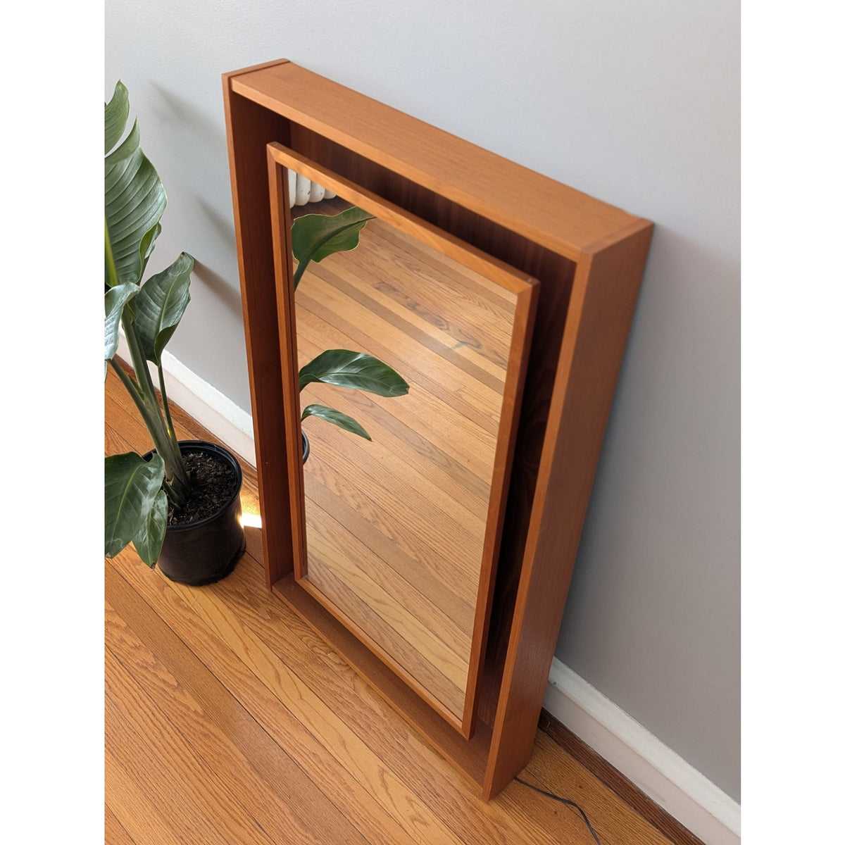 Teak Danish Modern Backlit Mirror by Pedersen & Hansen – Mid-Century Modern — additional view 2