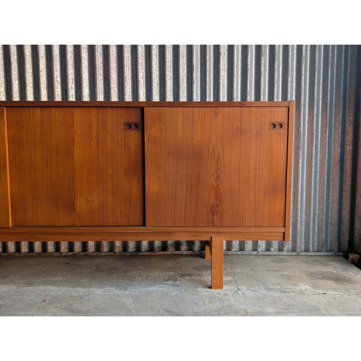 Danish Teak Mid Century Modern Credenza – Sideboard with Sliding Doors — additional view 3