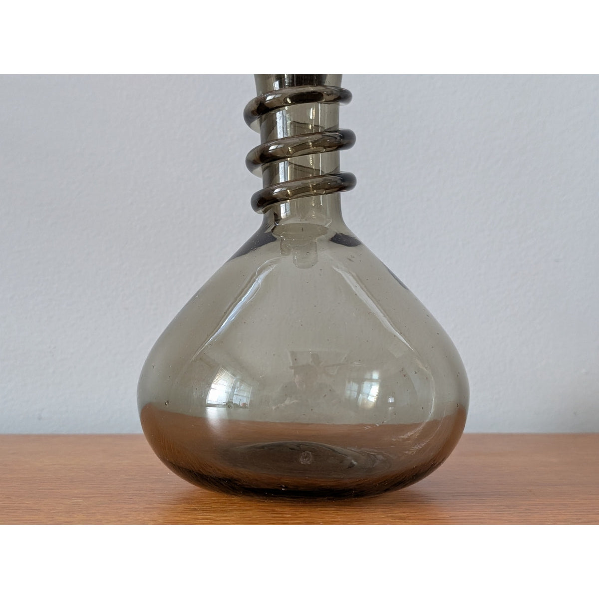 Rare Vintage Smoked Glass Genie Bottle Decanter – Swirl Neck Design — additional view 4