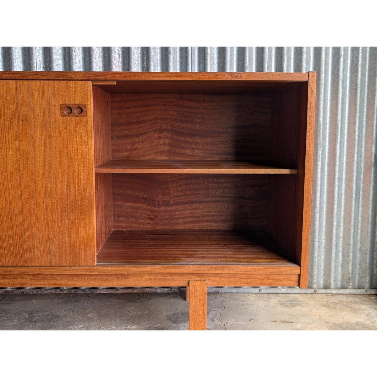 Danish Teak Mid Century Modern Credenza – Sideboard with Sliding Doors — additional view 7