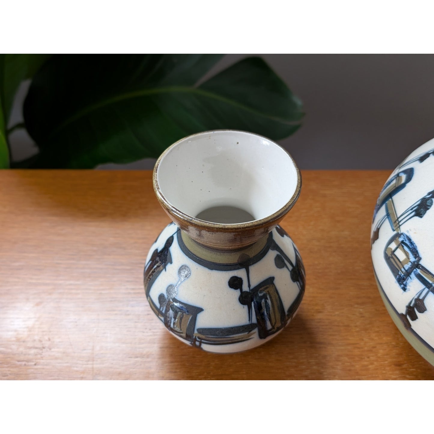 Vintage Mid-Century Modern Hand-Painted Pottery Pitcher & Vase – Harsa Israel