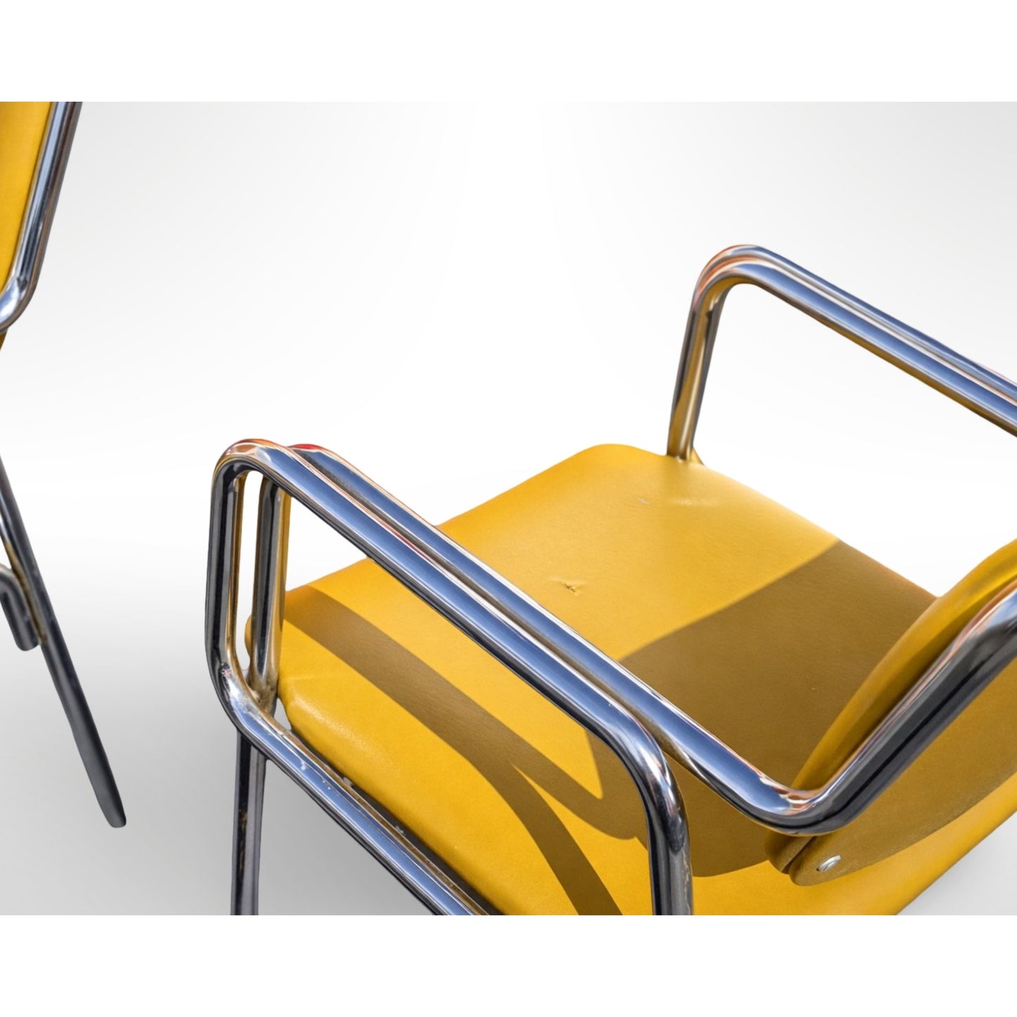 Set of 6 Chrome Dining Chairs Custom Upholstery Mid Century Modern Armchairs