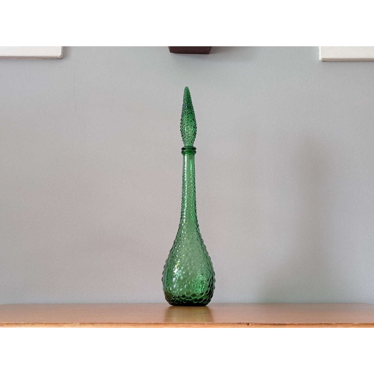 Vintage Mid-Century Modern Empoli Green Hobnail Genie Bottle Decanter – Italy