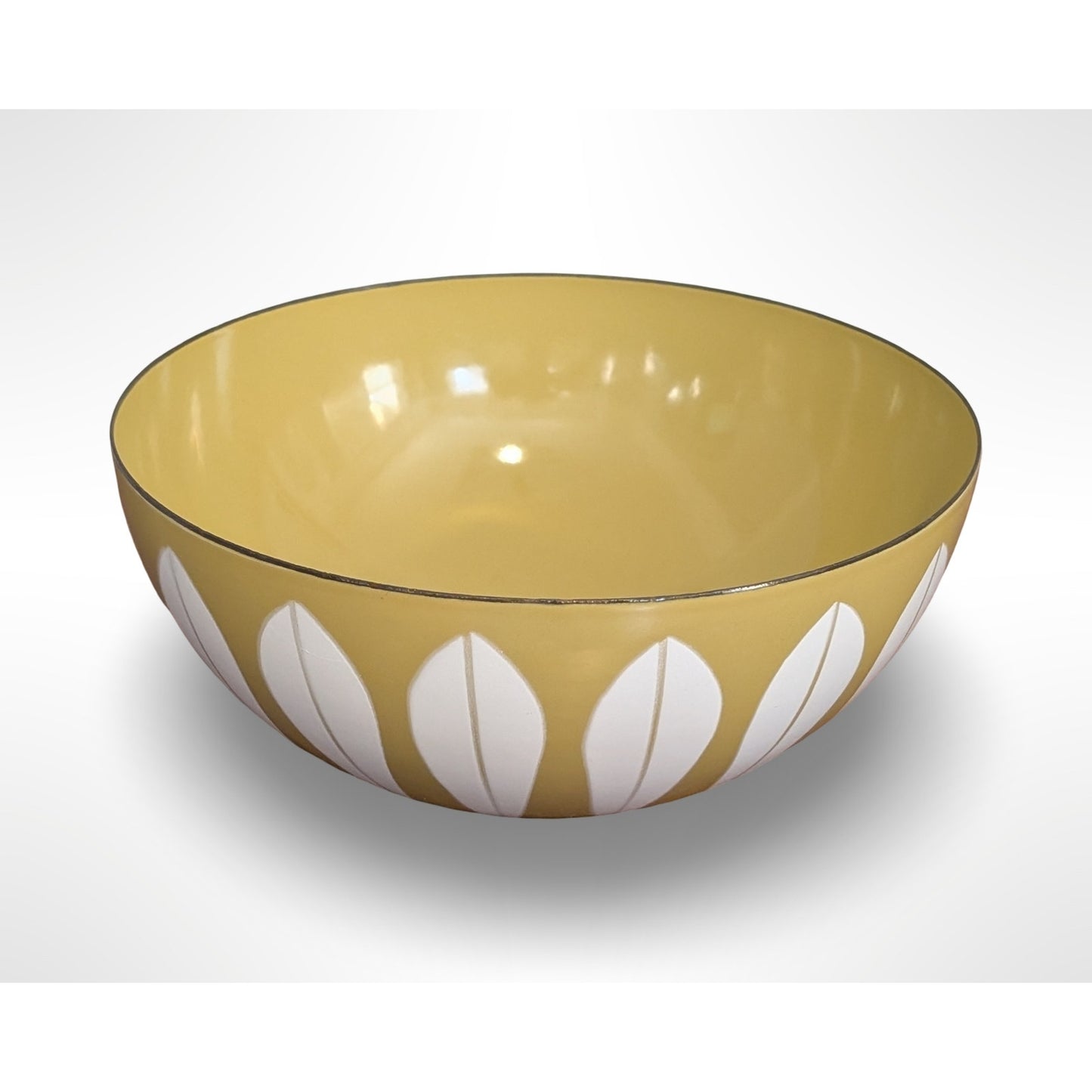 Vintage Cathrineholm Lotus Enamel Bowl 8" Butterscotch Mid Century Modern