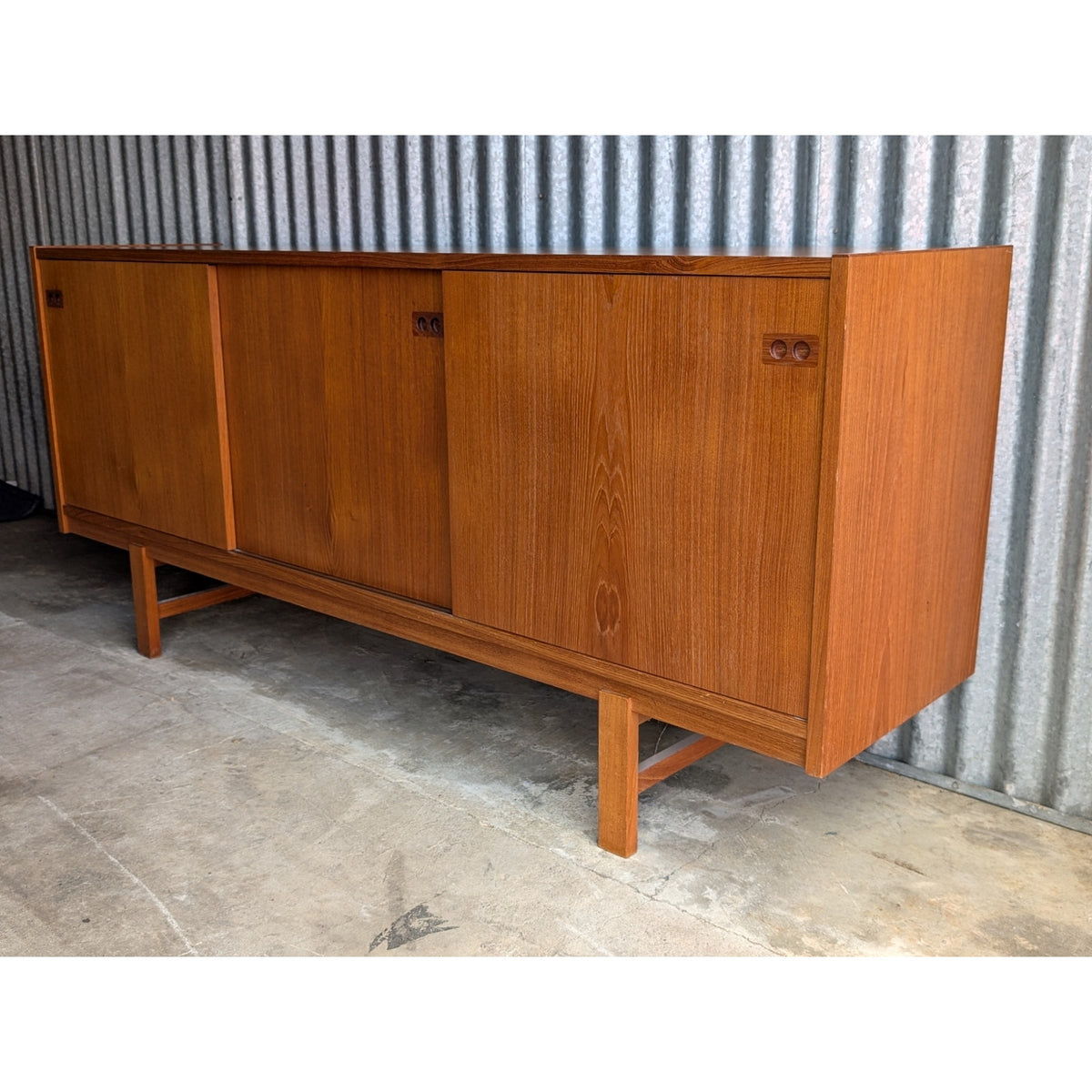 Danish Teak Mid Century Modern Credenza – Sideboard with Sliding Doors — additional view 5