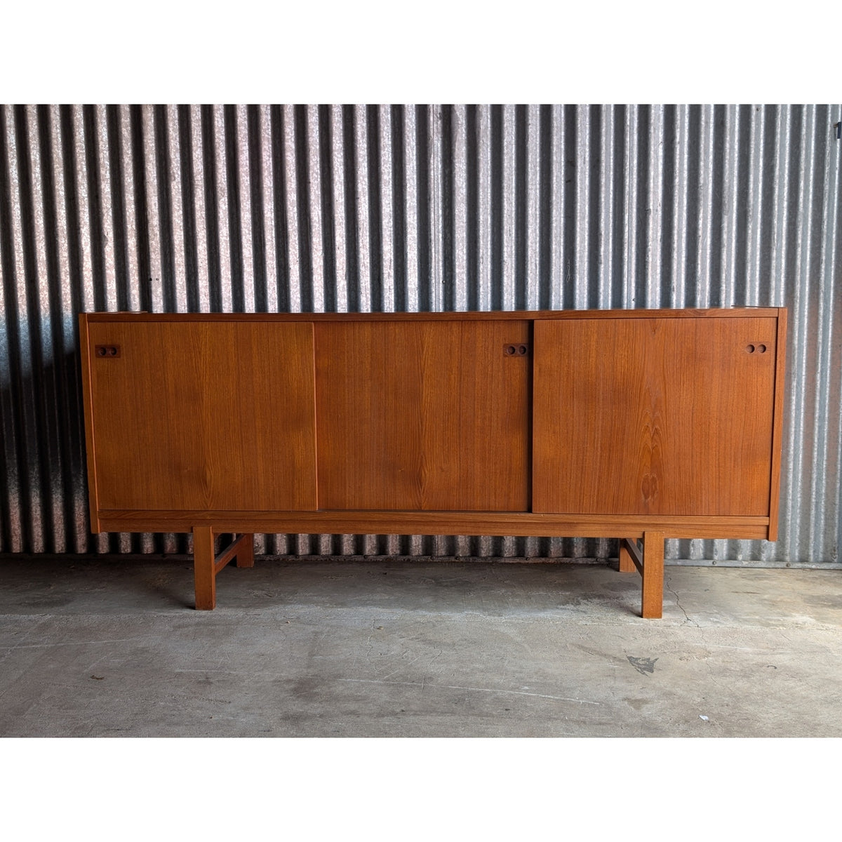 Danish Teak Mid Century Modern Credenza – Sideboard with Sliding Doors — additional view 2