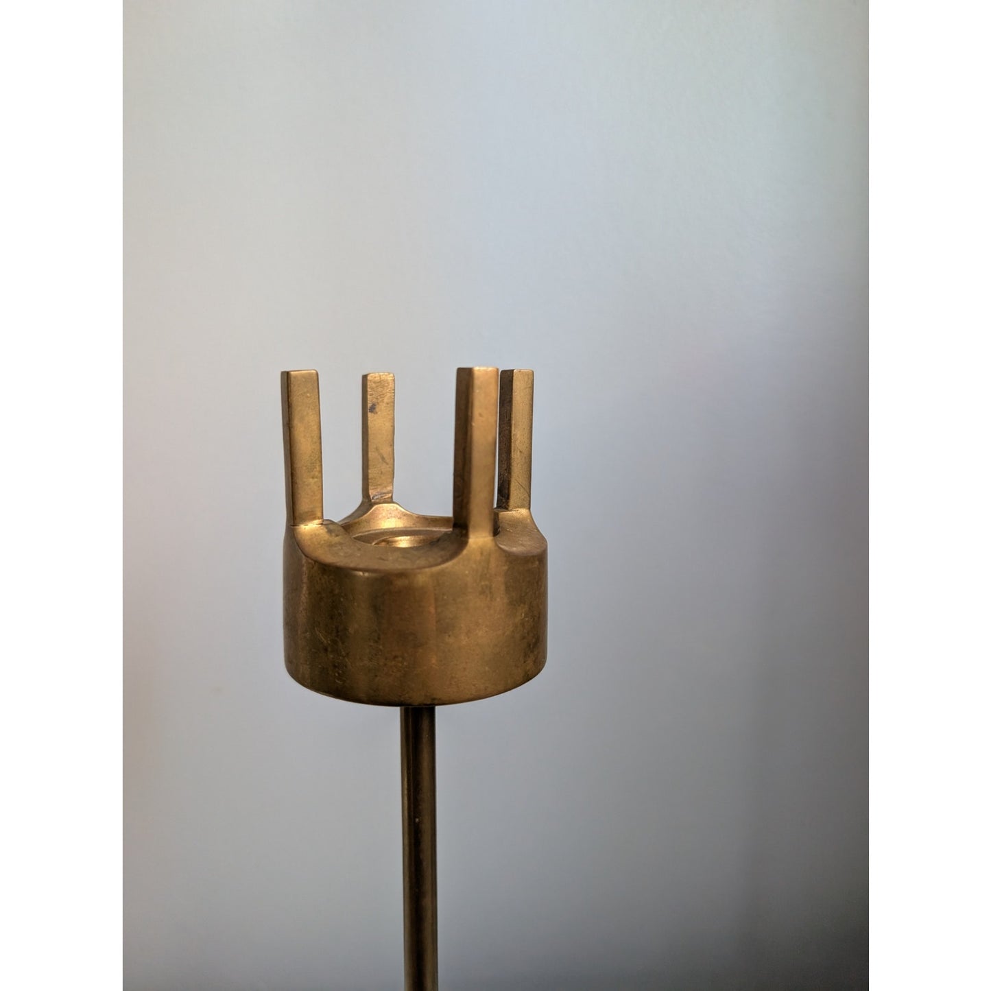 Vintage Mid-Century Modern Brass Candle Holder with Brutalist Influence