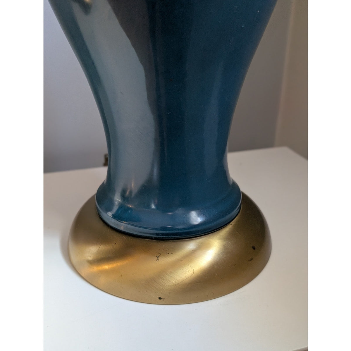 Pair of MCM Blue & Green Drip Glaze Ceramic Lamps 38" Mid Century Modern — additional view 4