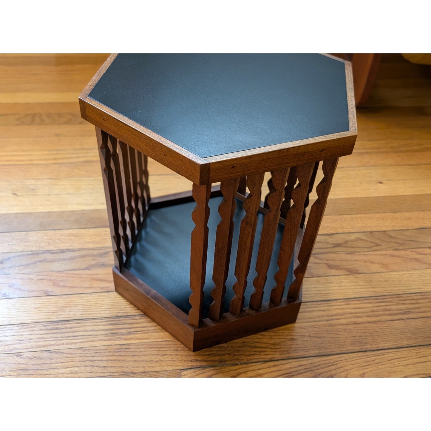 Vintage Mid-Century Modern Arthur Umanoff Walnut and Black Side Table