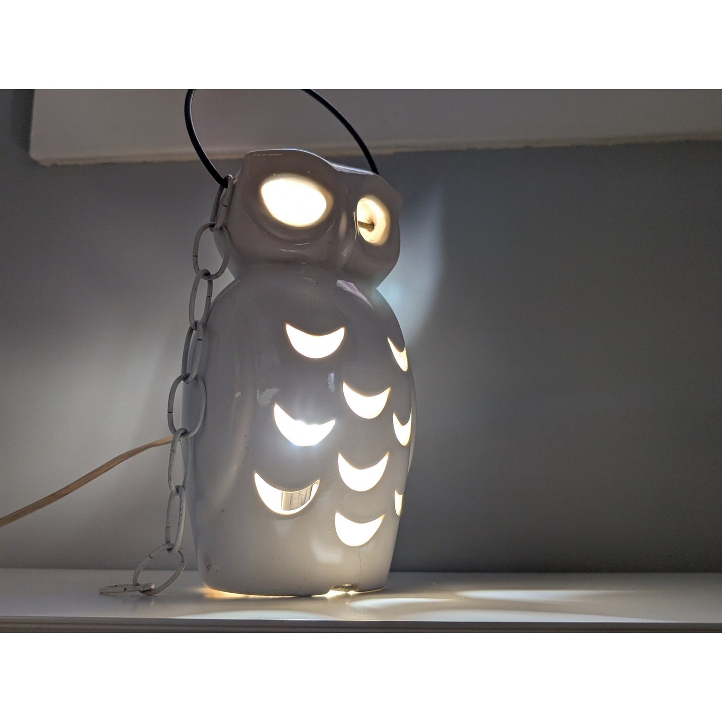 Vintage Mid-Century Modern White Owl Lantern / Lamp By McCoy