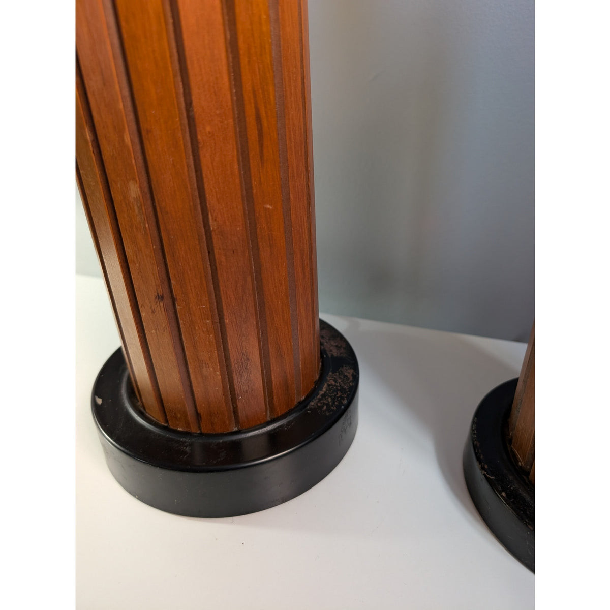 Pair of Vintage Mid-Century Modern “Gruvwood” Walnut Table Lamps — additional view 4