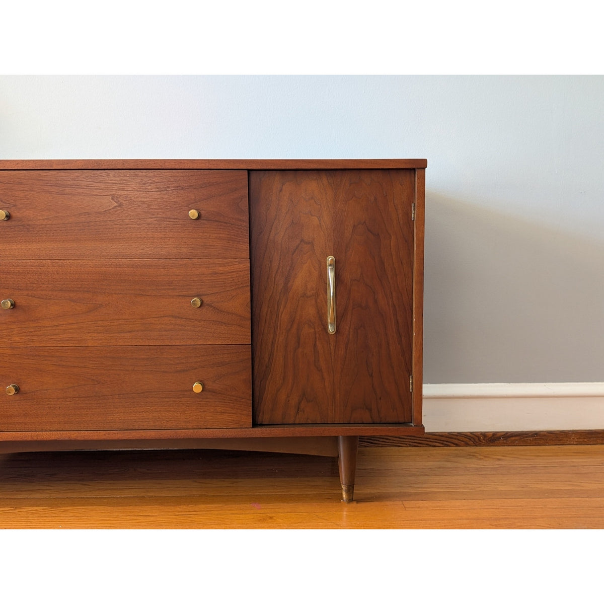 Restored Mid Century Modern Credenza by Blowing Rock Furniture – Brass Accents — additional view 3