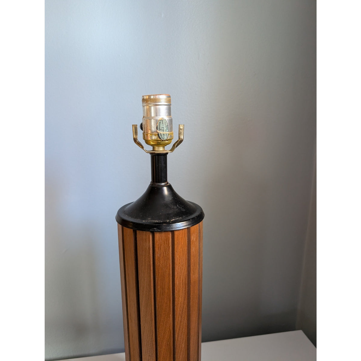 Pair of Vintage Mid-Century Modern “Gruvwood” Walnut Table Lamps — additional view 3