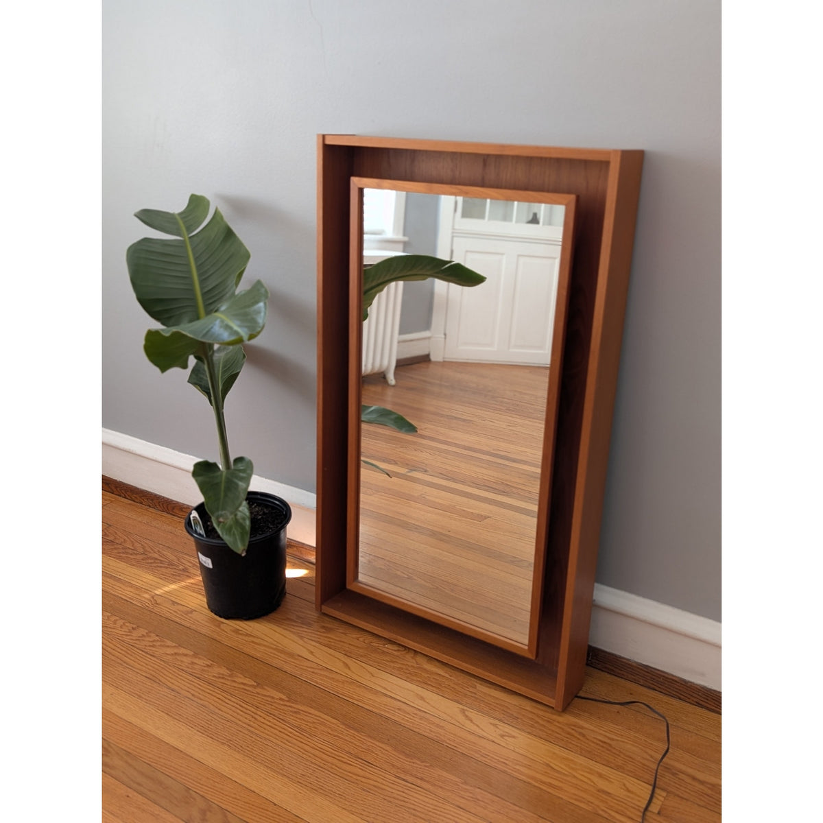 Teak Danish Modern Backlit Mirror by Pedersen & Hansen – Mid-Century Modern