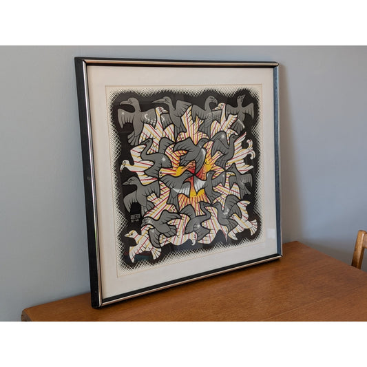 Vintage M.C. Escher "Sun and Moon" Lithograph – Professionally Framed and Matted