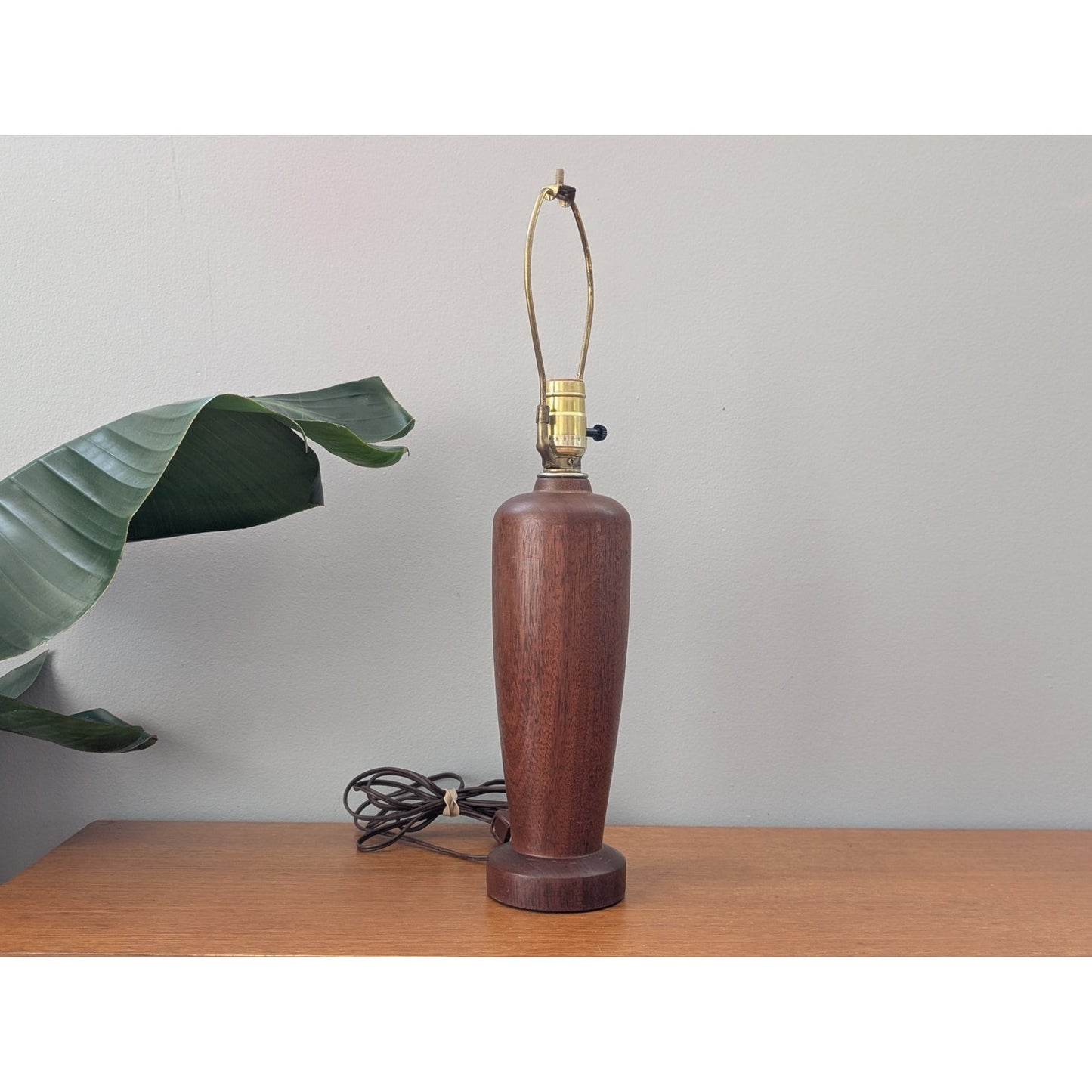Vintage Mid-Century Modern Solid Teak Lamp with Shade