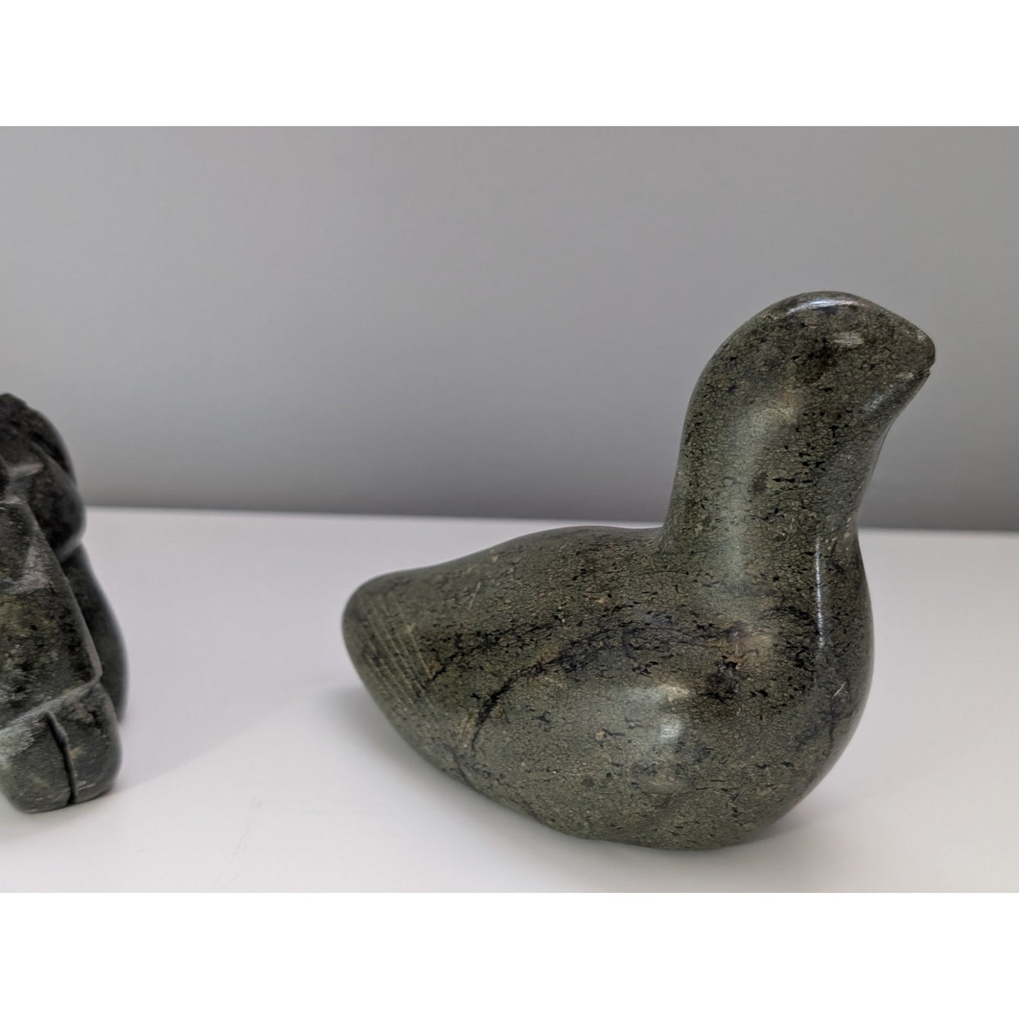 Vintage Canadian Inuit Soapstone Carvings – Set of 2, Seal and Mother with Children