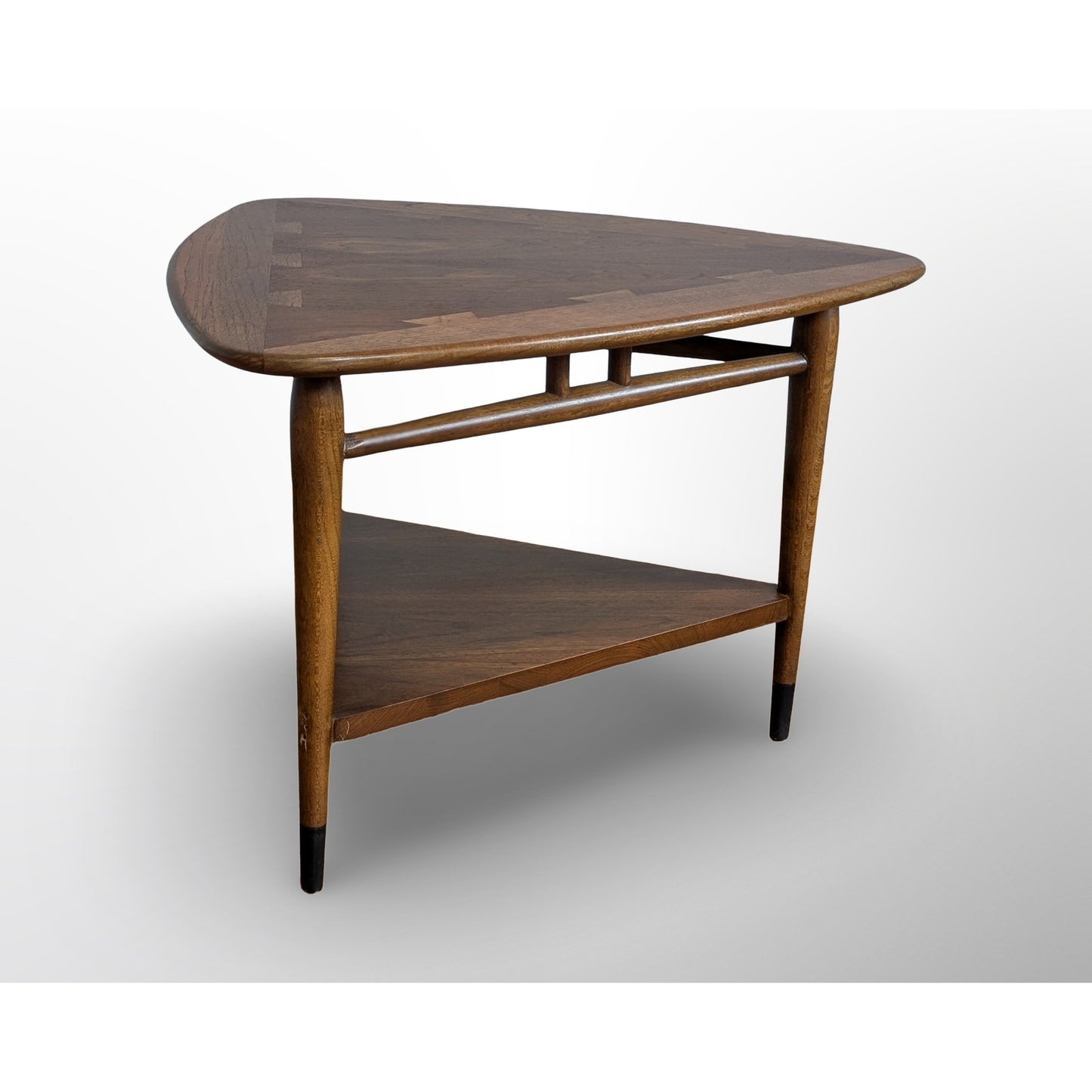 Lane Acclaim Guitar Pick Side Table Mid Century Modern Walnut Dovetail Inlay