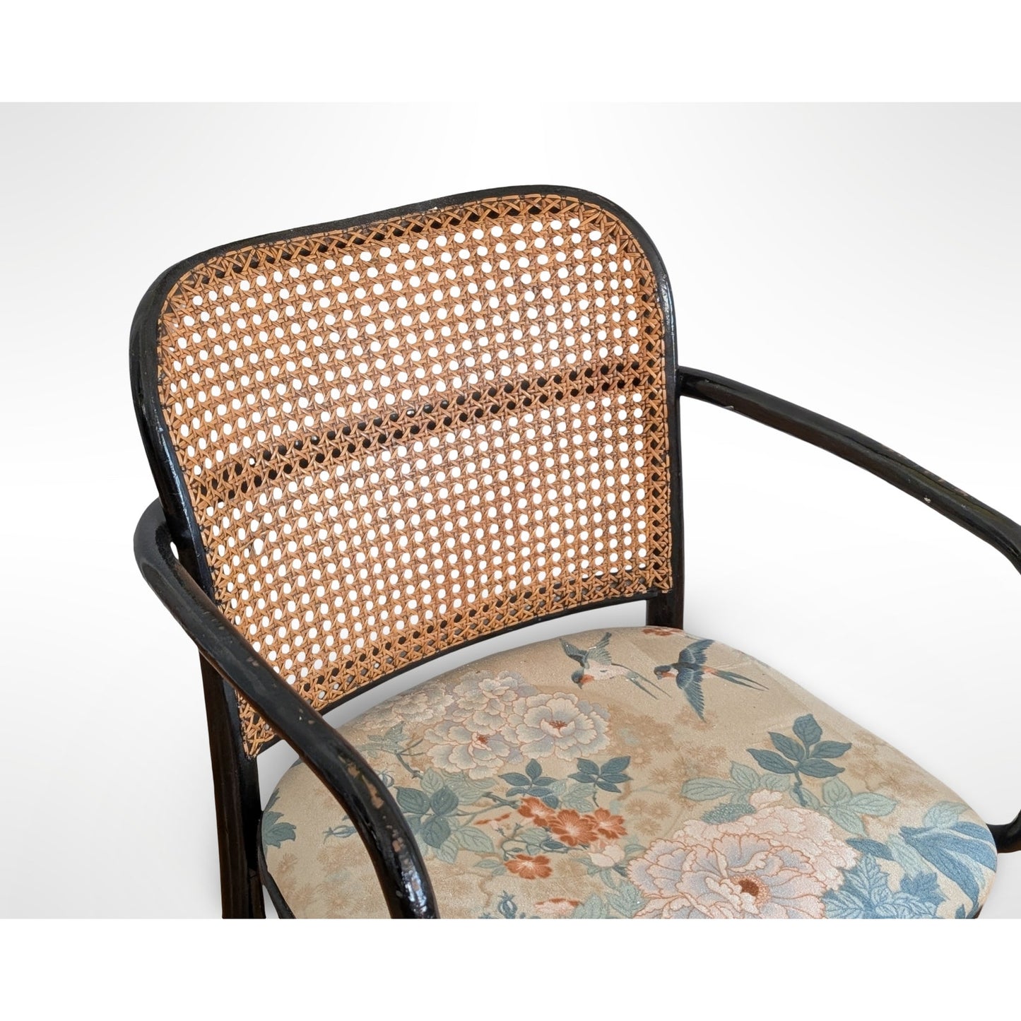 Vintage Prague Chair After Josef Hoffmann Asian Upholstery Accent Chair MCM