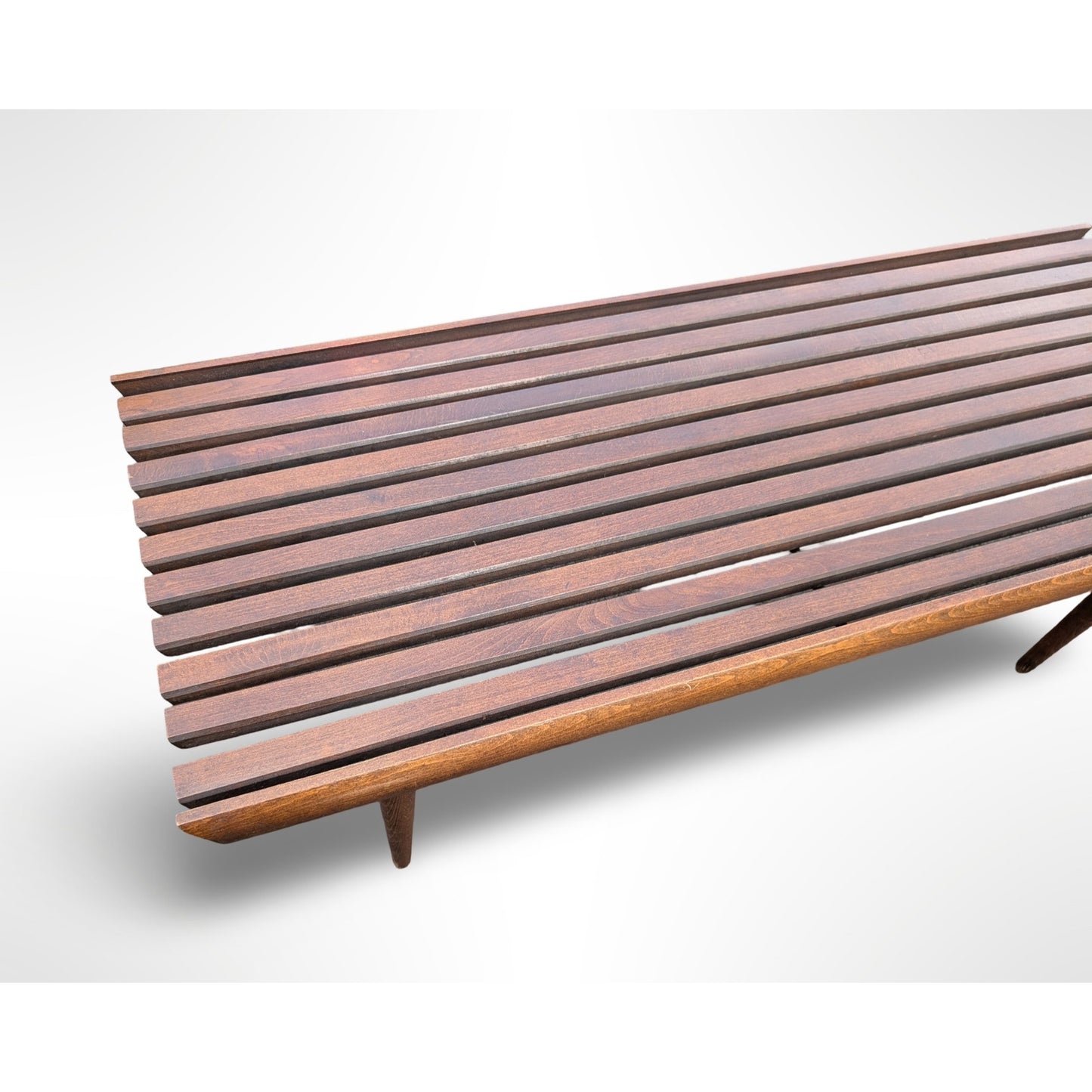 Vintage Yugoslavian Solid Wood Slat Bench Coffee Table Mid Century Modern