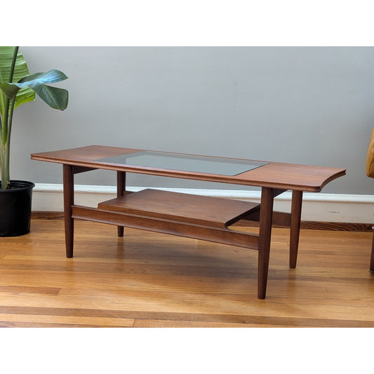 Vintage Mid Century Modern Teak and Glass Coffee Table