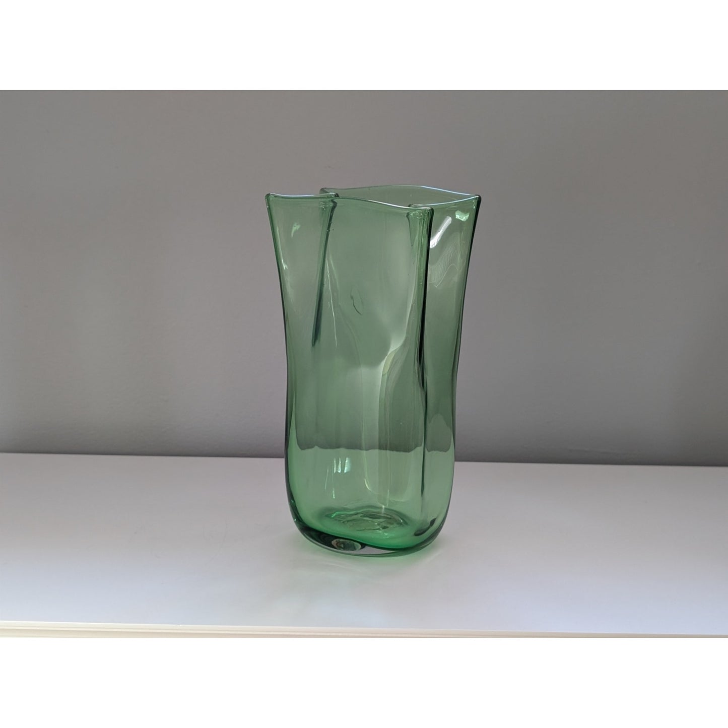 Vintage Blenko “Paper Bag” Vase in Green, Mid-Century Modern
