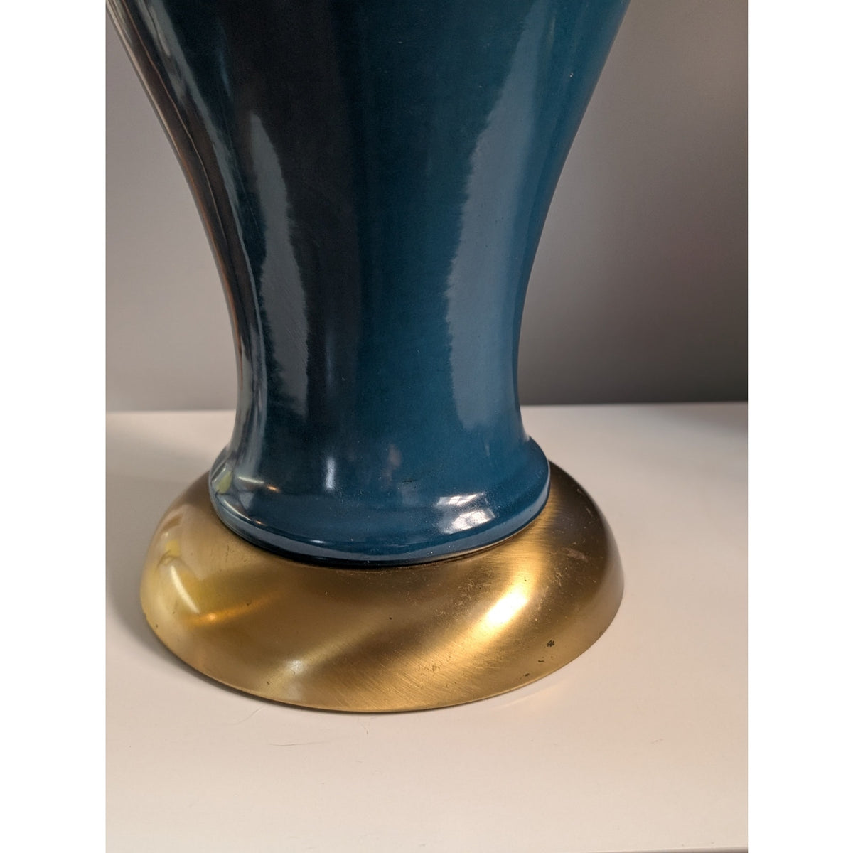 Pair of MCM Blue & Green Drip Glaze Ceramic Lamps 38" Mid Century Modern — additional view 5