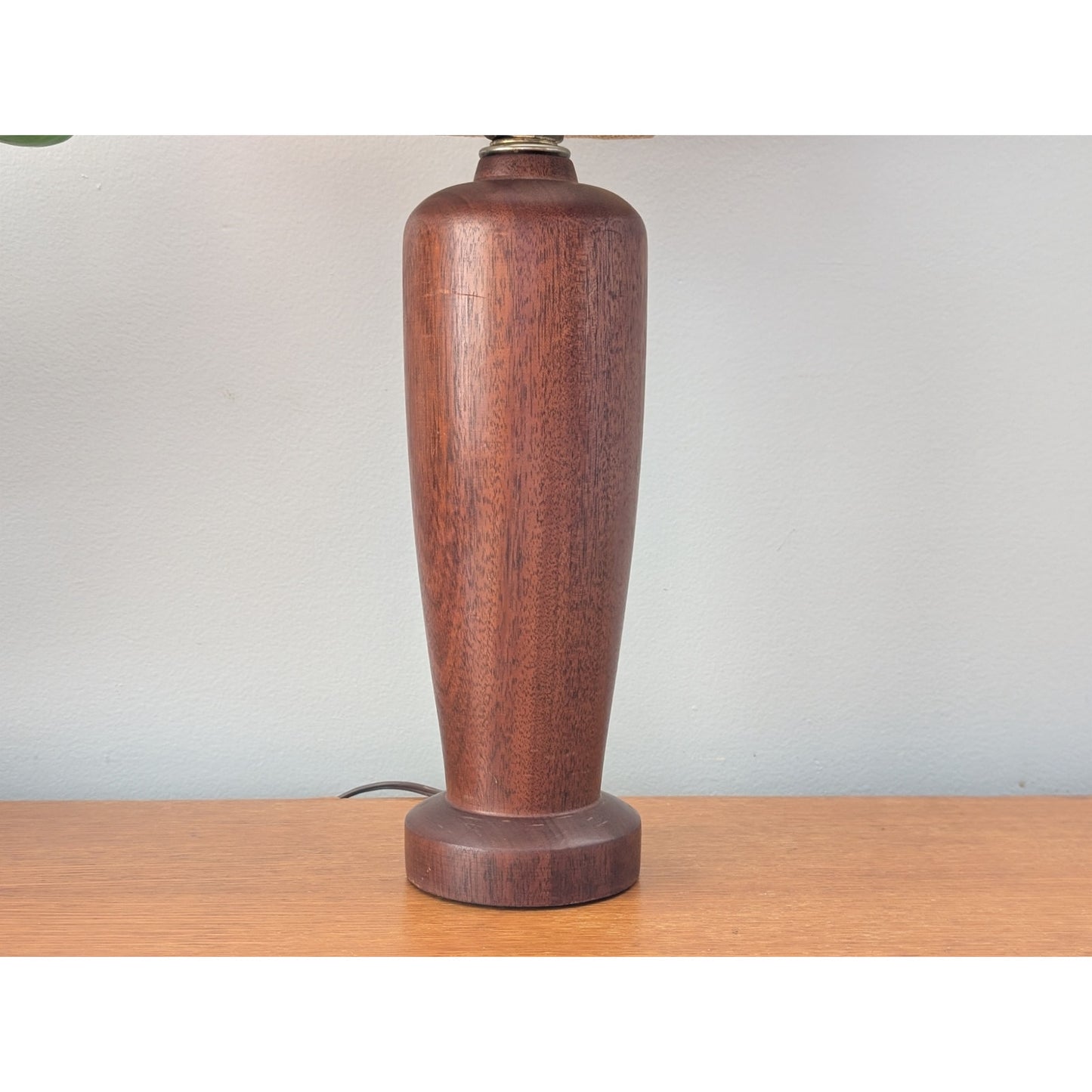 Vintage Mid-Century Modern Solid Teak Lamp with Shade