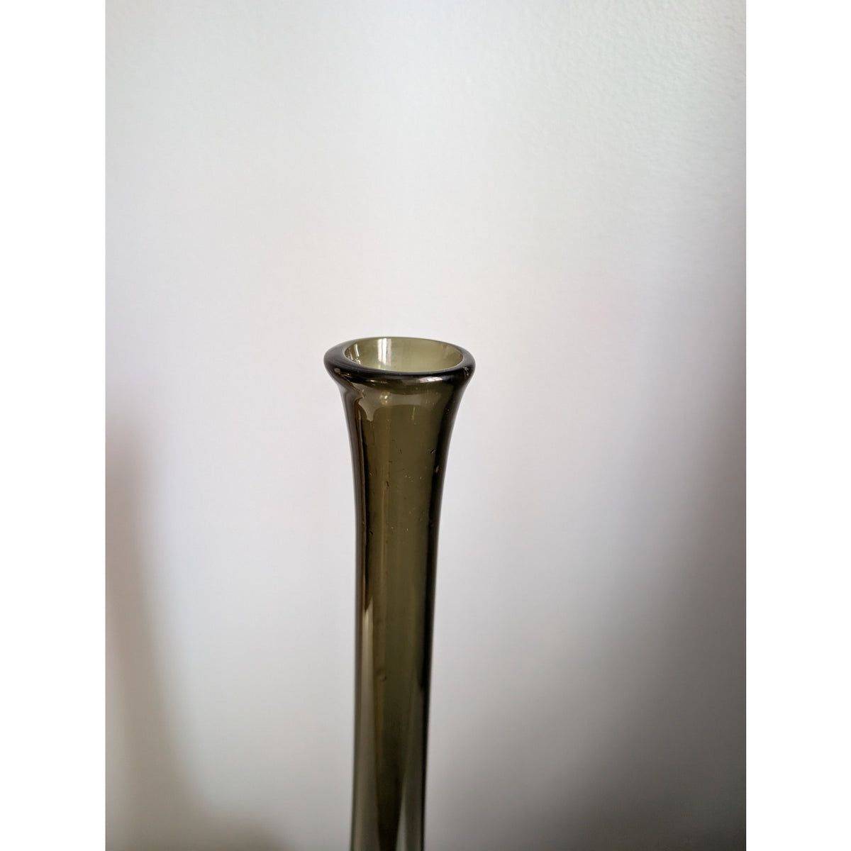 Vintage Mid-Century Modern Smoked Glass Genie Bottle, Unique Squared Base — additional view 2