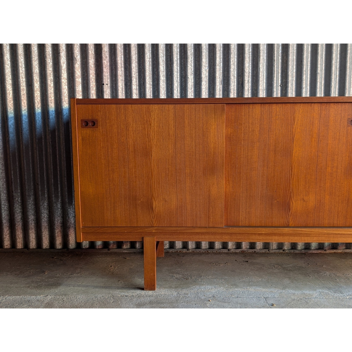 Danish Teak Mid Century Modern Credenza – Sideboard with Sliding Doors — additional view 4