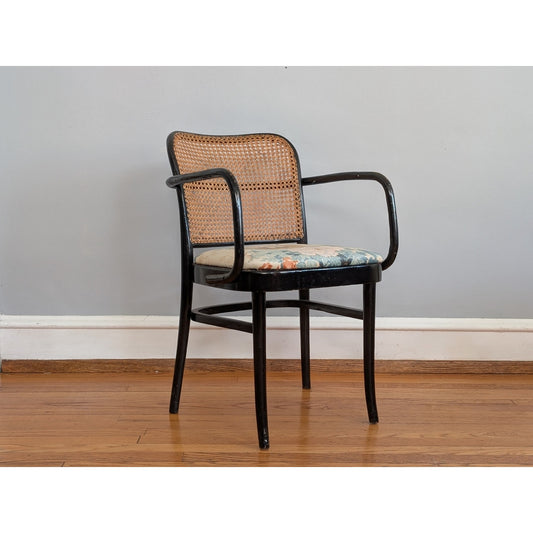 Vintage Josef Hoffmann–Style Prague Chair with Asian-Inspired Upholstery