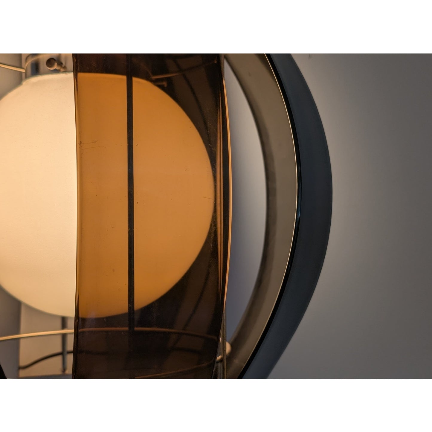 Vintage Smoked Lucite Swag Globe Pendant Light Mid Century Modern