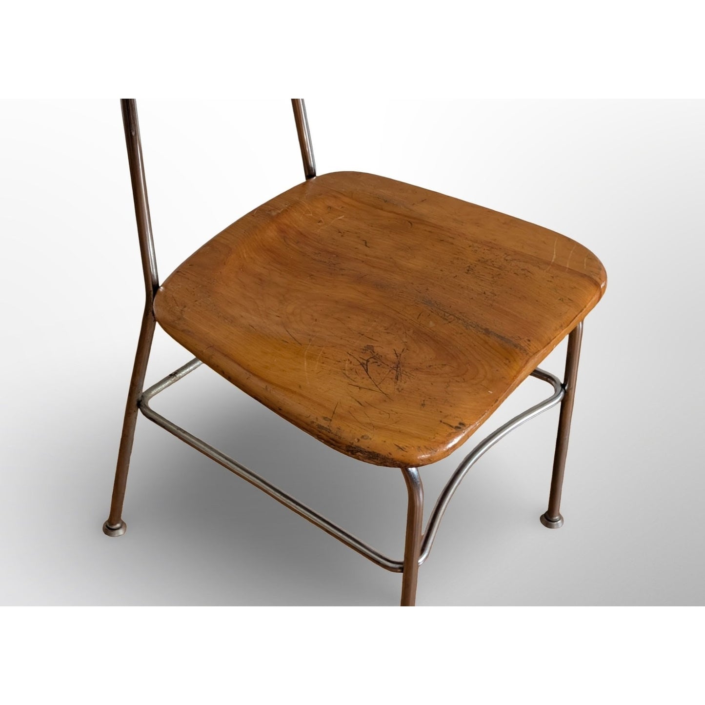Heywood Wakefield thin line maple and chrome chair mid century modern vintage seating